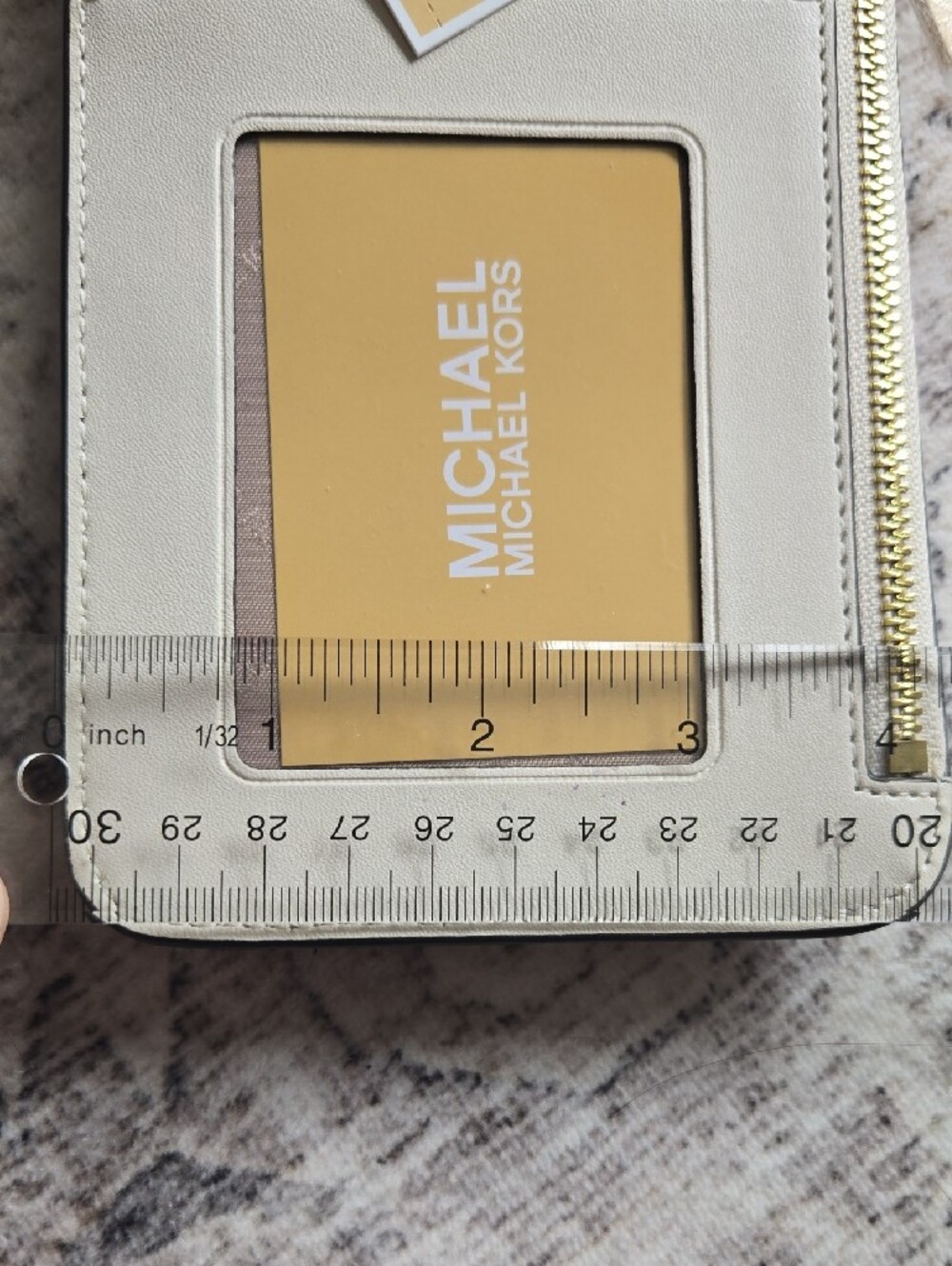 Michael Kors Metallic Ivory Monogram Crossbody Phone Pouch - Picture 5 of 5
